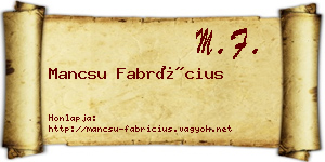 Mancsu Fabrícius névjegykártya